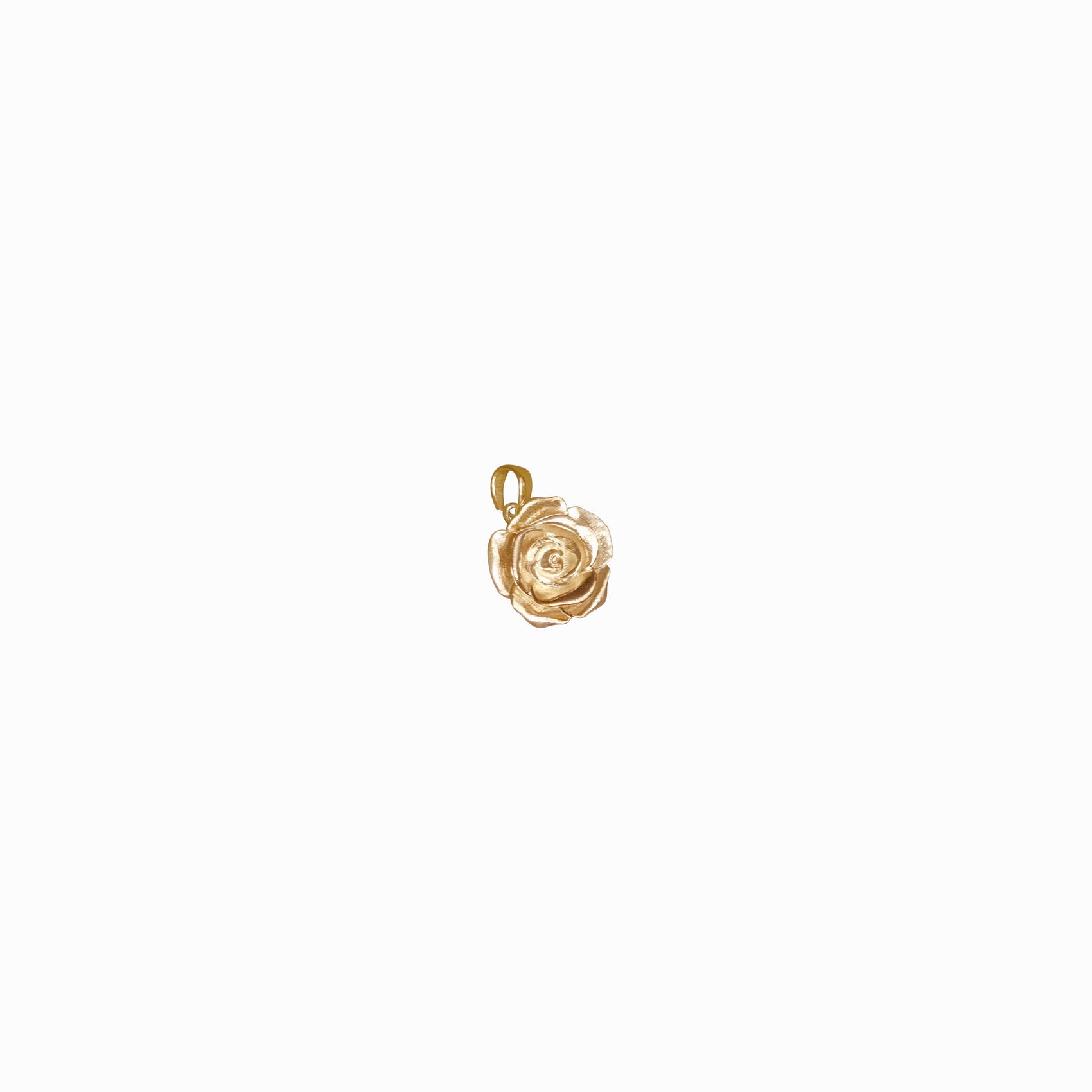 Rose Flower Pendant Charm 14K Solid Gold