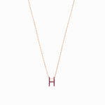 H Initial Letter Pink Sapphire Rose Gold Necklace