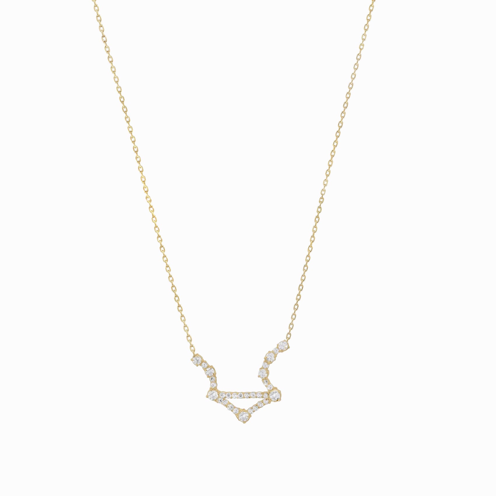 Libra Constellation Pavé Diamond Necklace 14K Gold