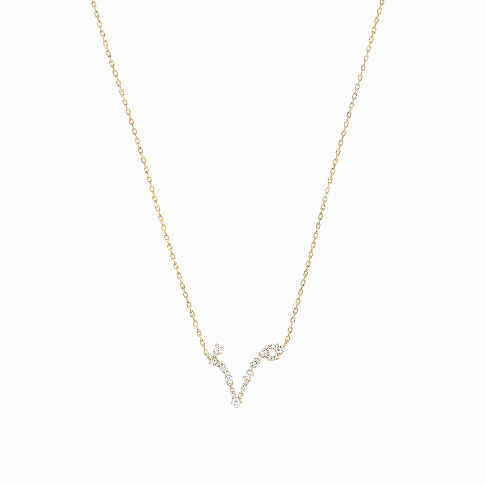 Pisces Constellation Pavé Diamond Necklace 14K Solid Gold
