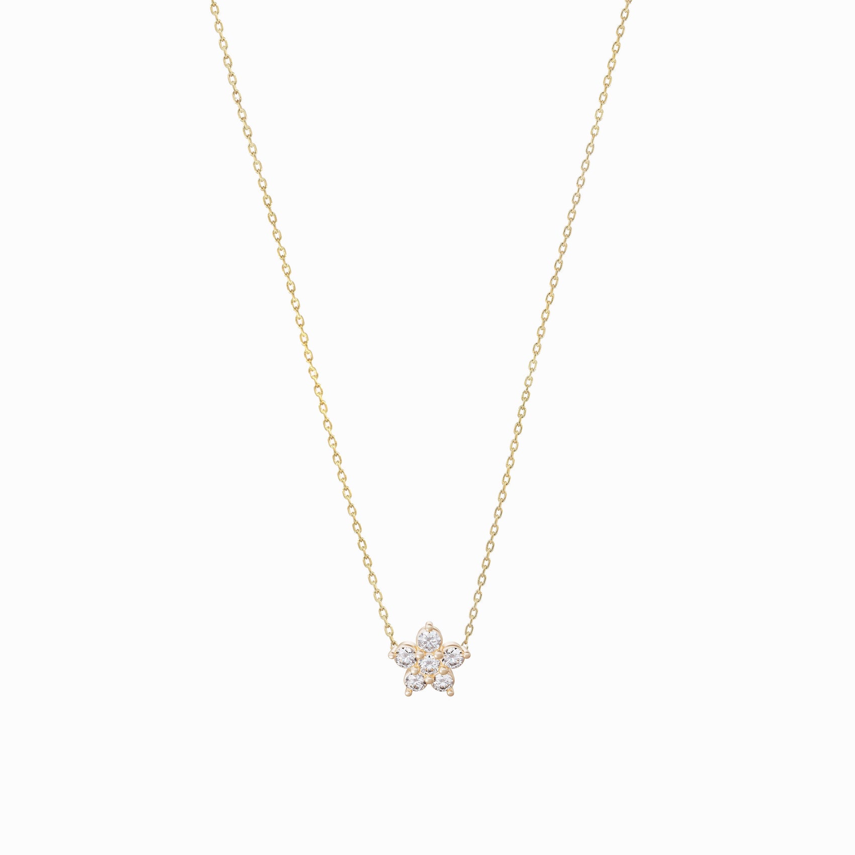 Flower Pavé Diamond Necklace 14K Gold