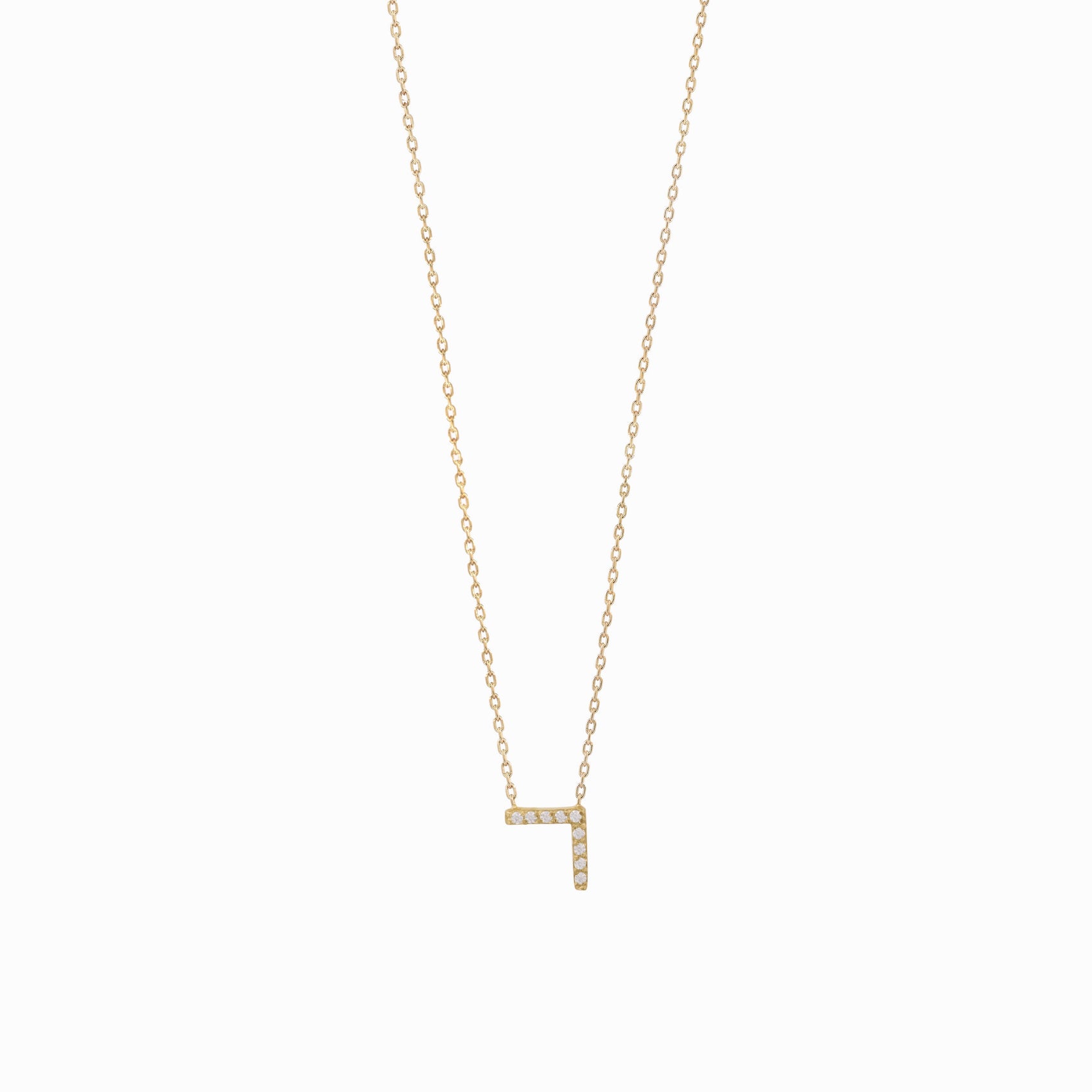 Hangul Korean Letter Pavé Diamond Necklace 14K Gold ㄱ