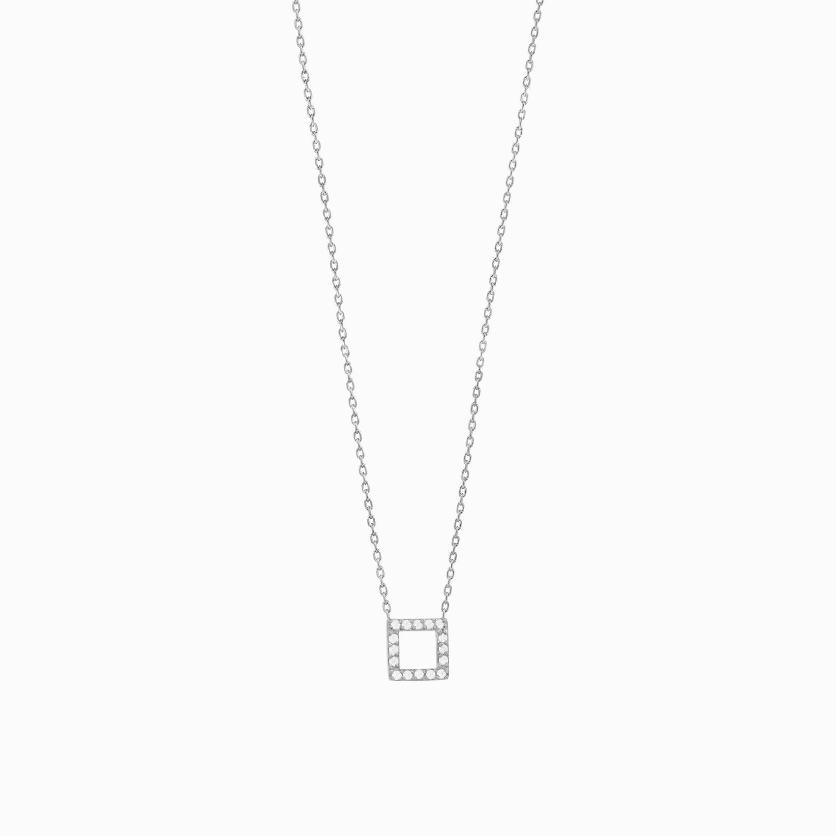 Hangul Korean Letter Pavé Lab Diamond Necklace Sterling Silver ㅁ