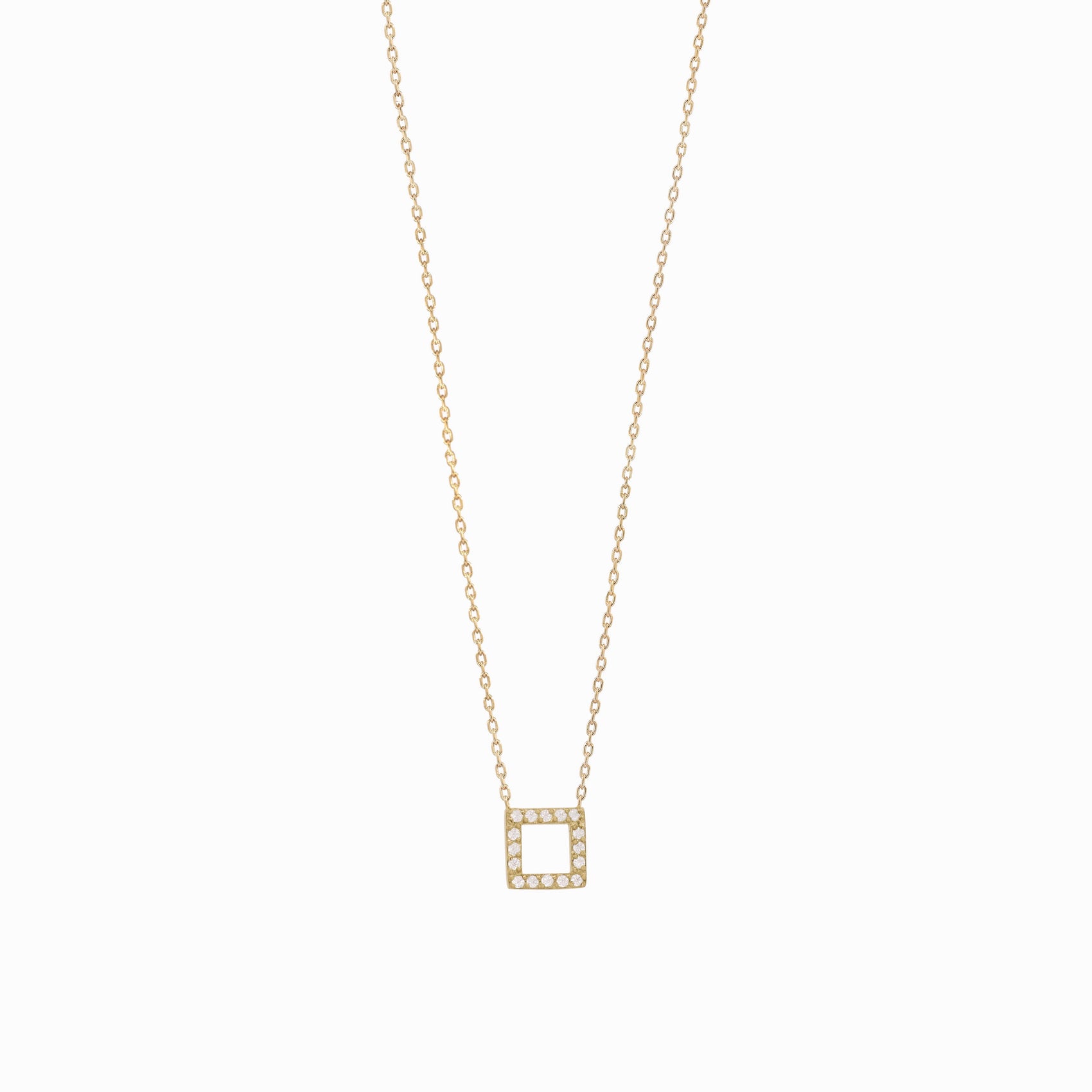 Hangul Korean Letter Pavé Lab Diamond Necklace 14K Gold ㅁ