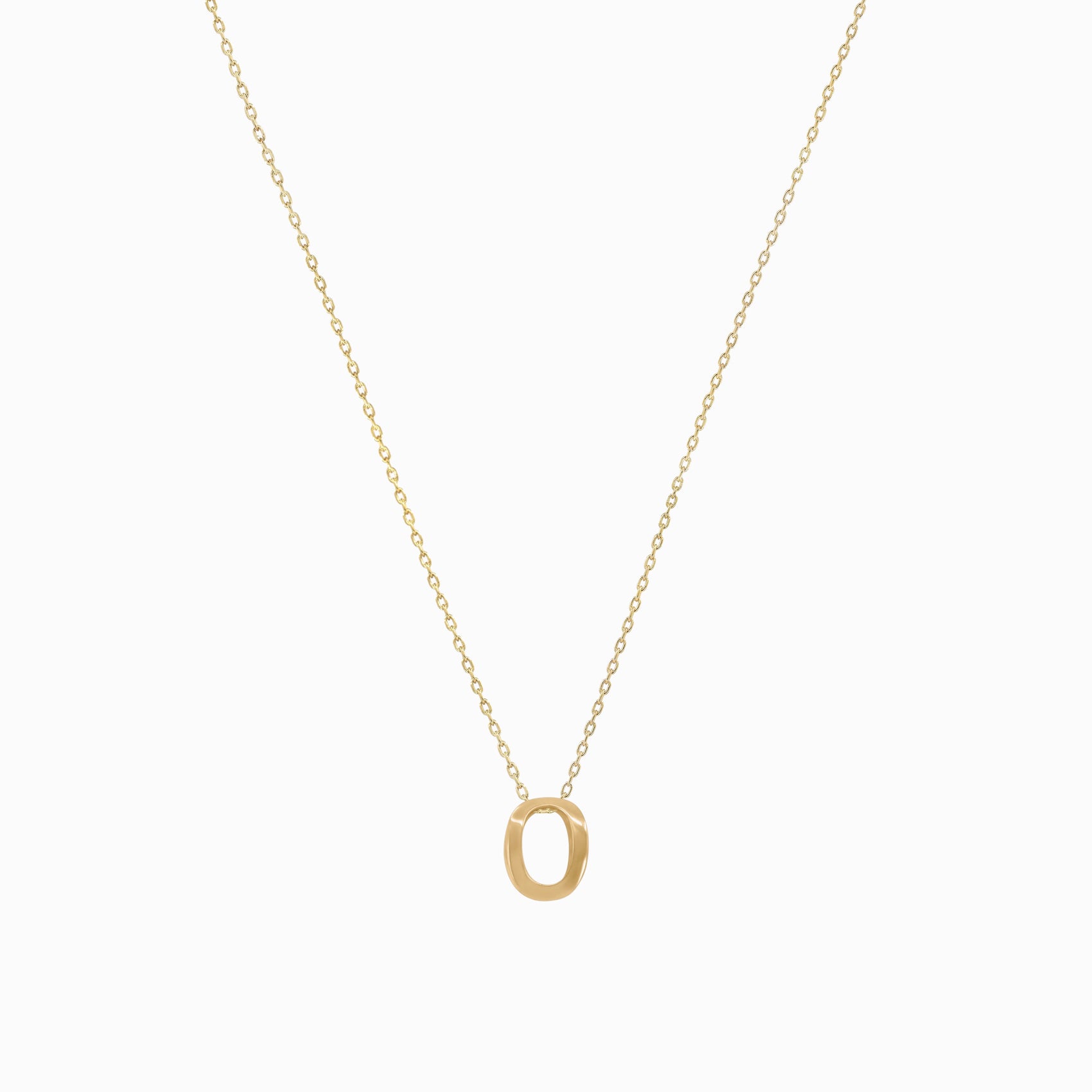 Eclipse O Initial Letter Necklace 14K Gold
