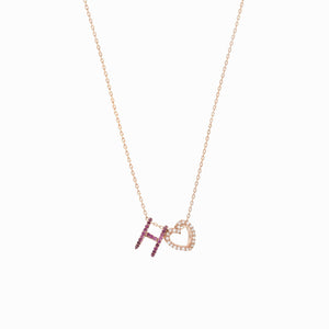 
          
          Load image into Gallery viewer, Eclipse H Initial Letter Pink Sapphire Rose Gold Necklace
          
          
