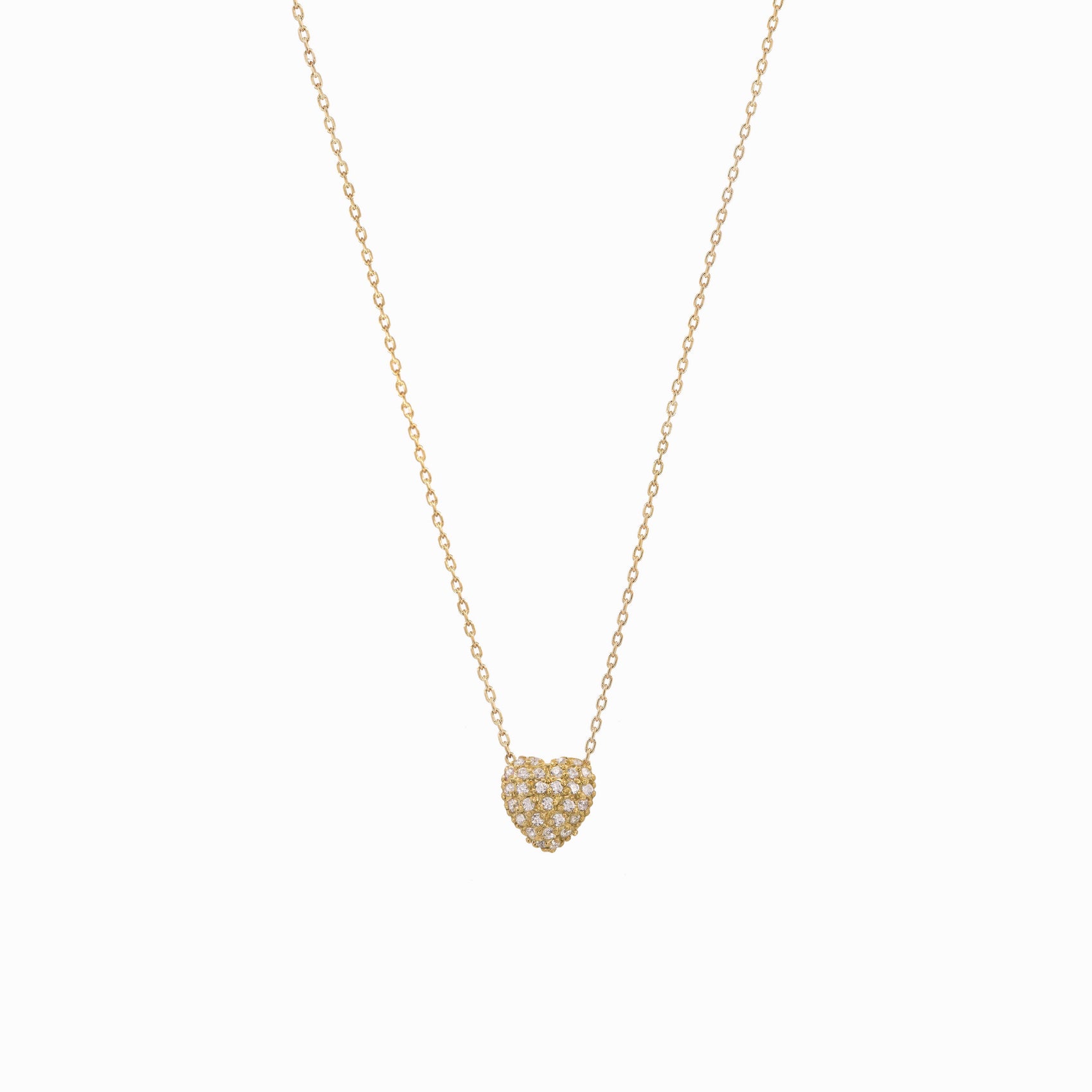 Eclipse Heart Pavé Diamond Necklace 14K Gold