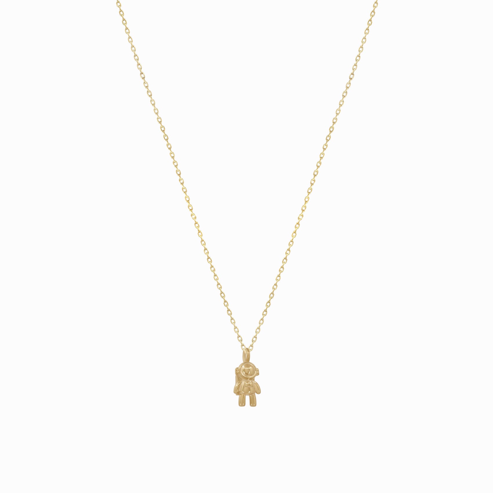 Astronaut Pendant Necklace 14K Solid Gold