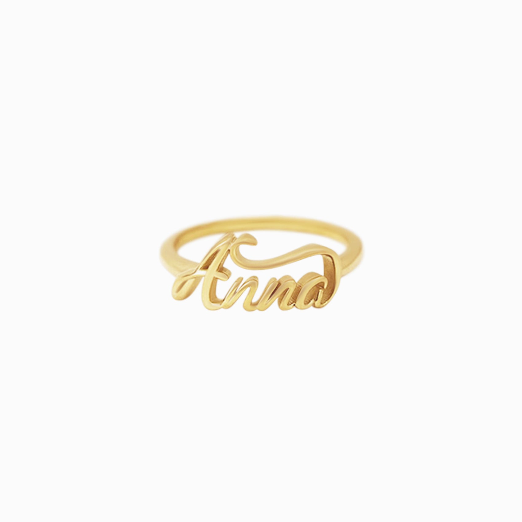 Custom Script Letters Name Ring ANNA 14K Gold
