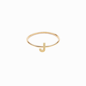 
          
          Load image into Gallery viewer, J Initial Letter Line Gold Ring
          
          