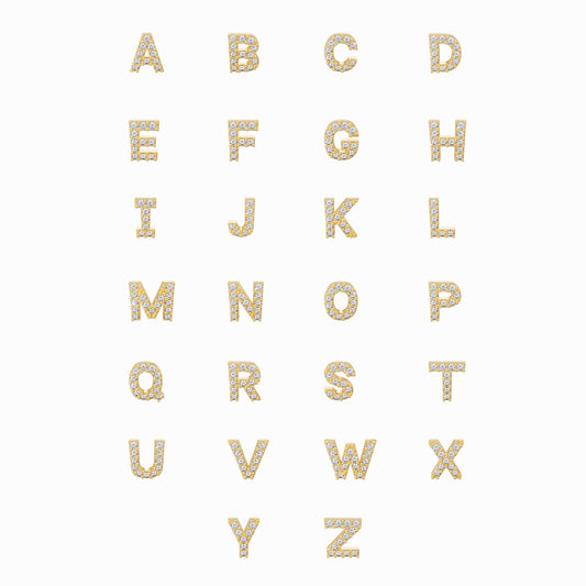 K Line Initial Letter Pavé Diamond Ring 14K Gold