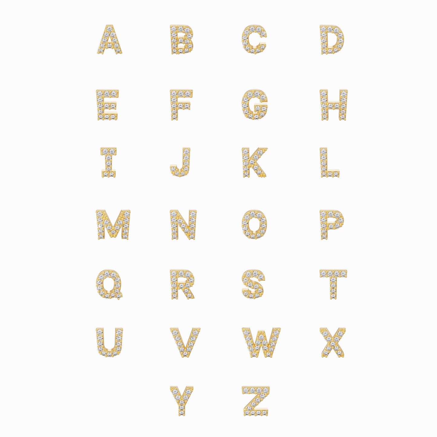 Initial Letter Pavé Diamond Gold Chain Bracelet