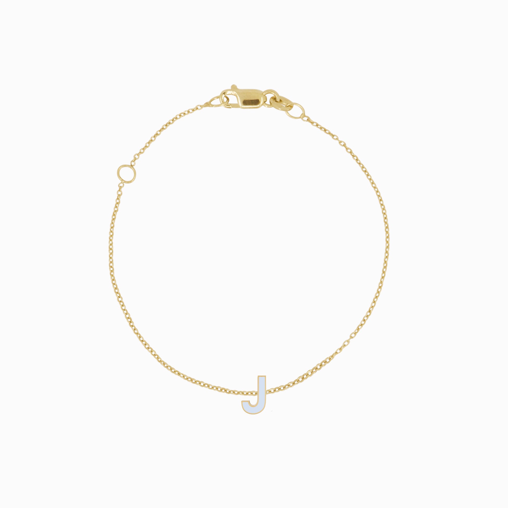 J Initial Letter Enamel Bracelet 14K Solid Gold