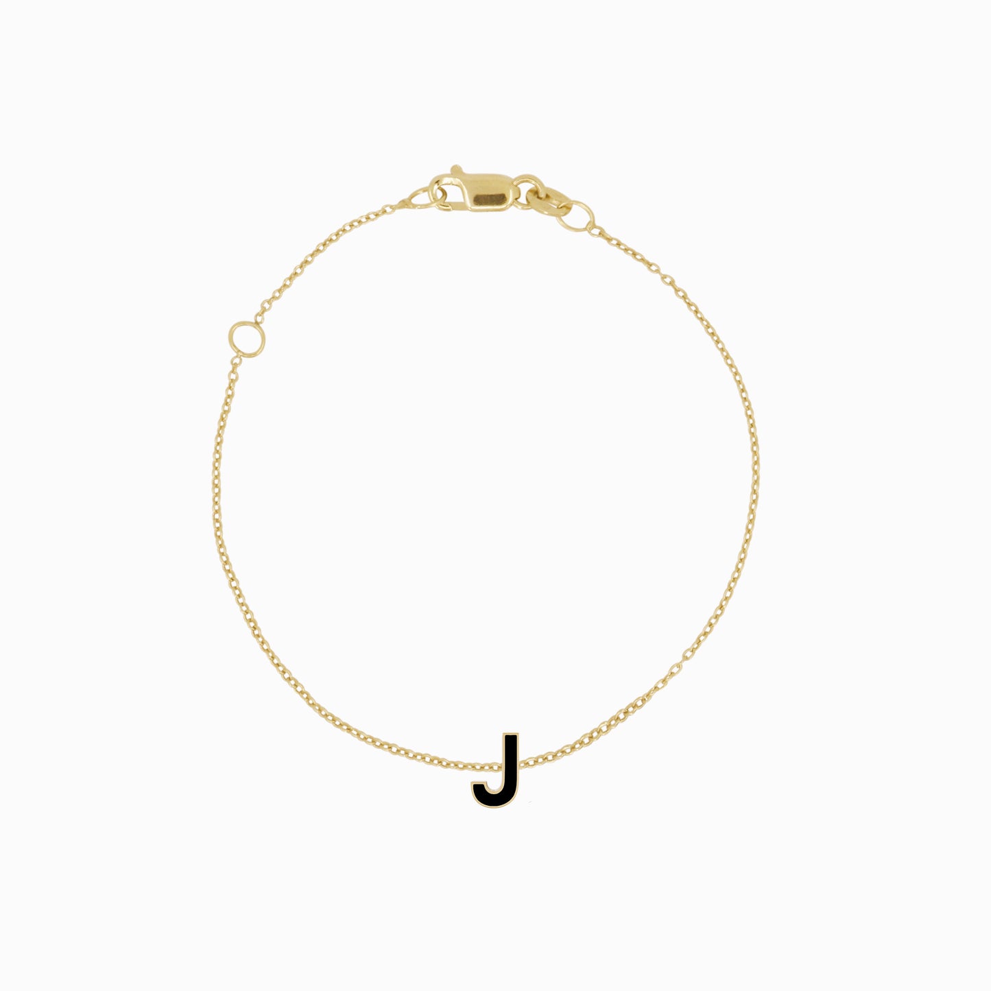 J Initial Letter Enamel Bracelet 14K Solid Gold
