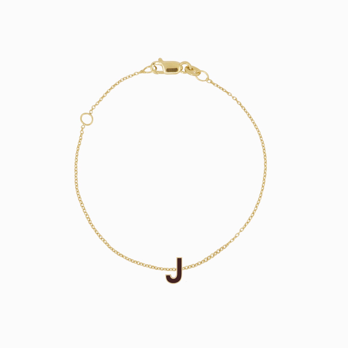 J Initial Letter Enamel Bracelet 14K Solid Gold