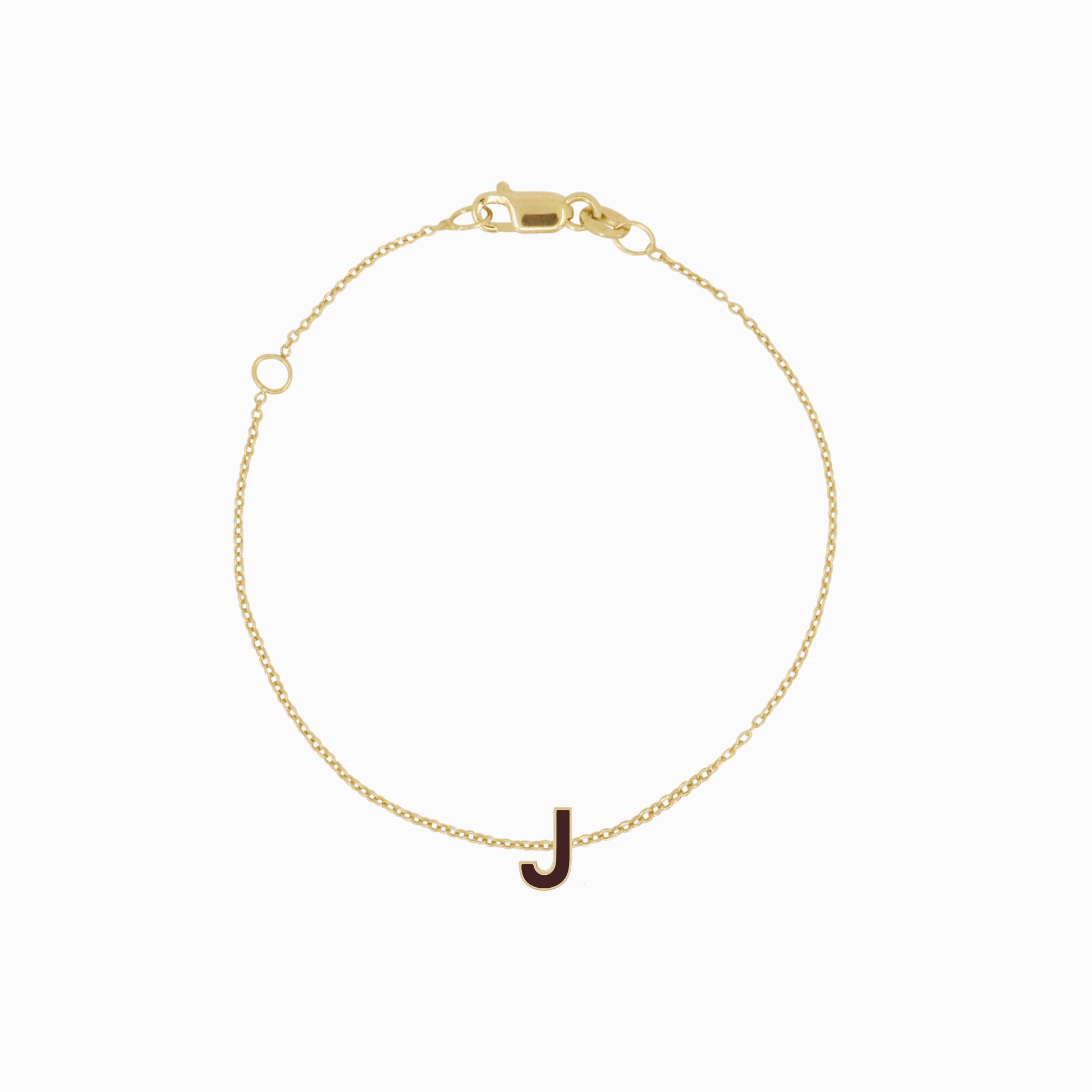 J Initial Letter Enamel Bracelet 14K Solid Gold