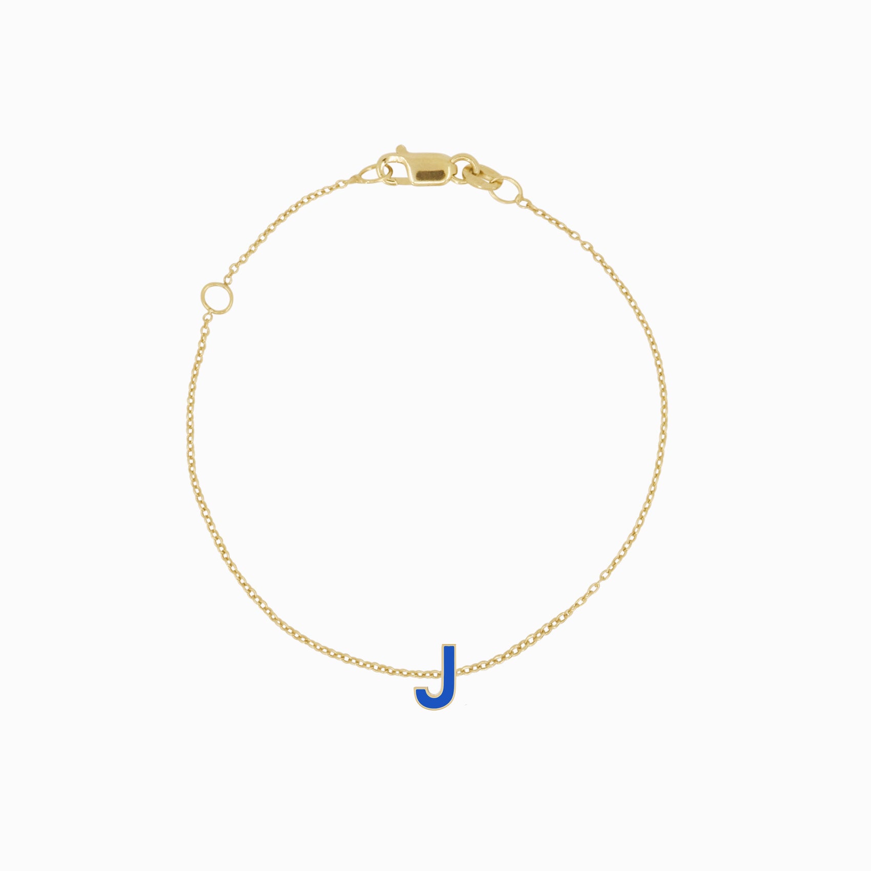 J Initial Letter Enamel Bracelet 14K Solid Gold