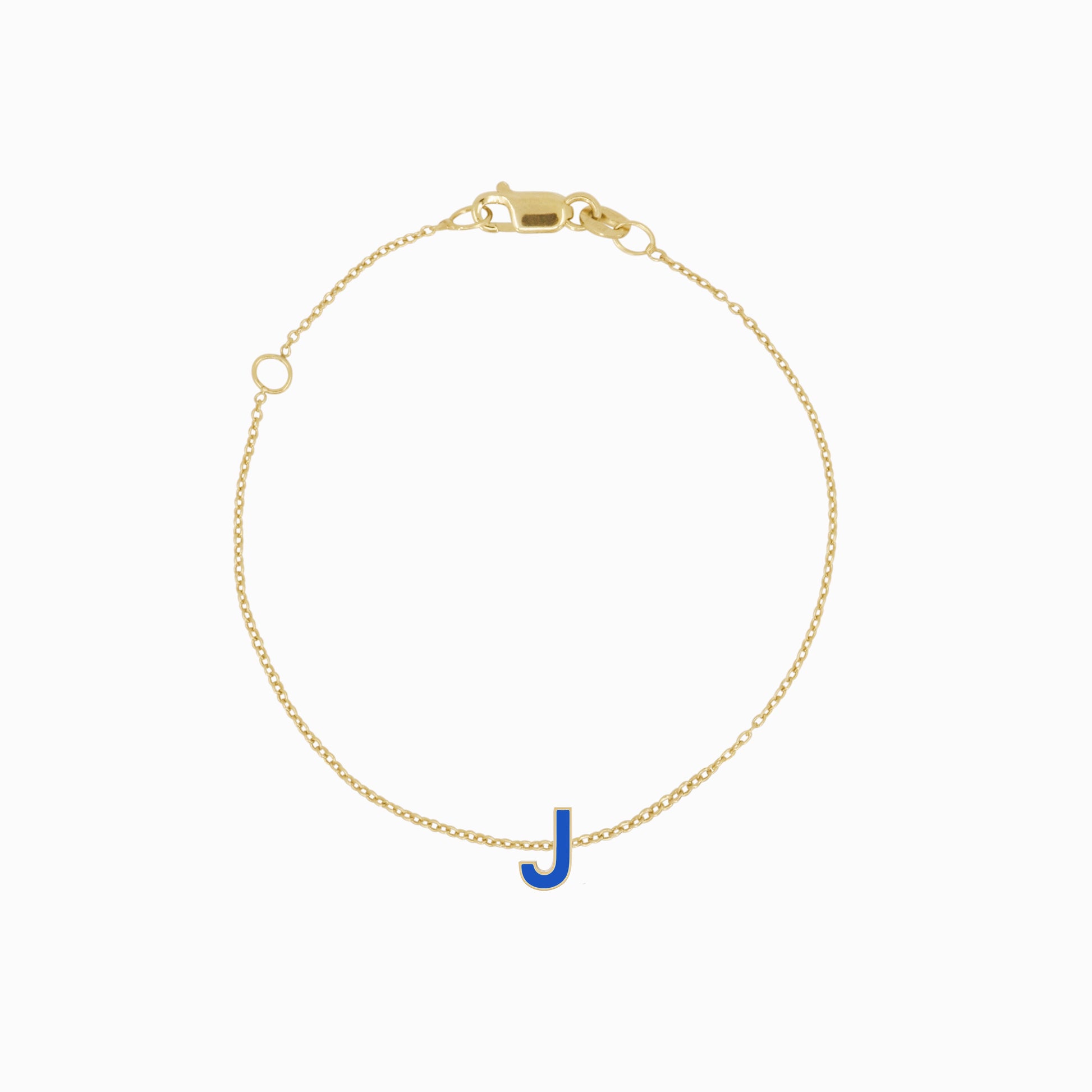 J Initial Letter Enamel Bracelet 14K Solid Gold