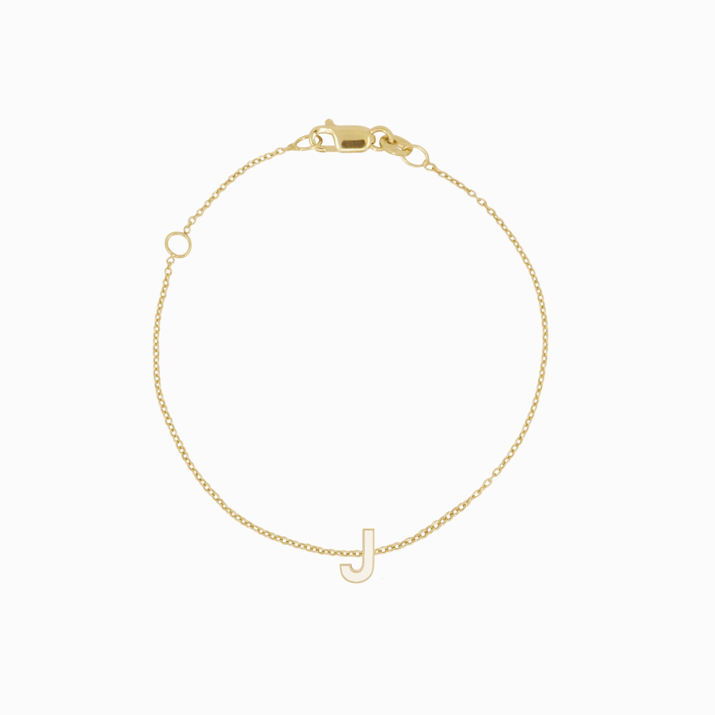 J Initial Letter Enamel Bracelet 14K Solid Gold
