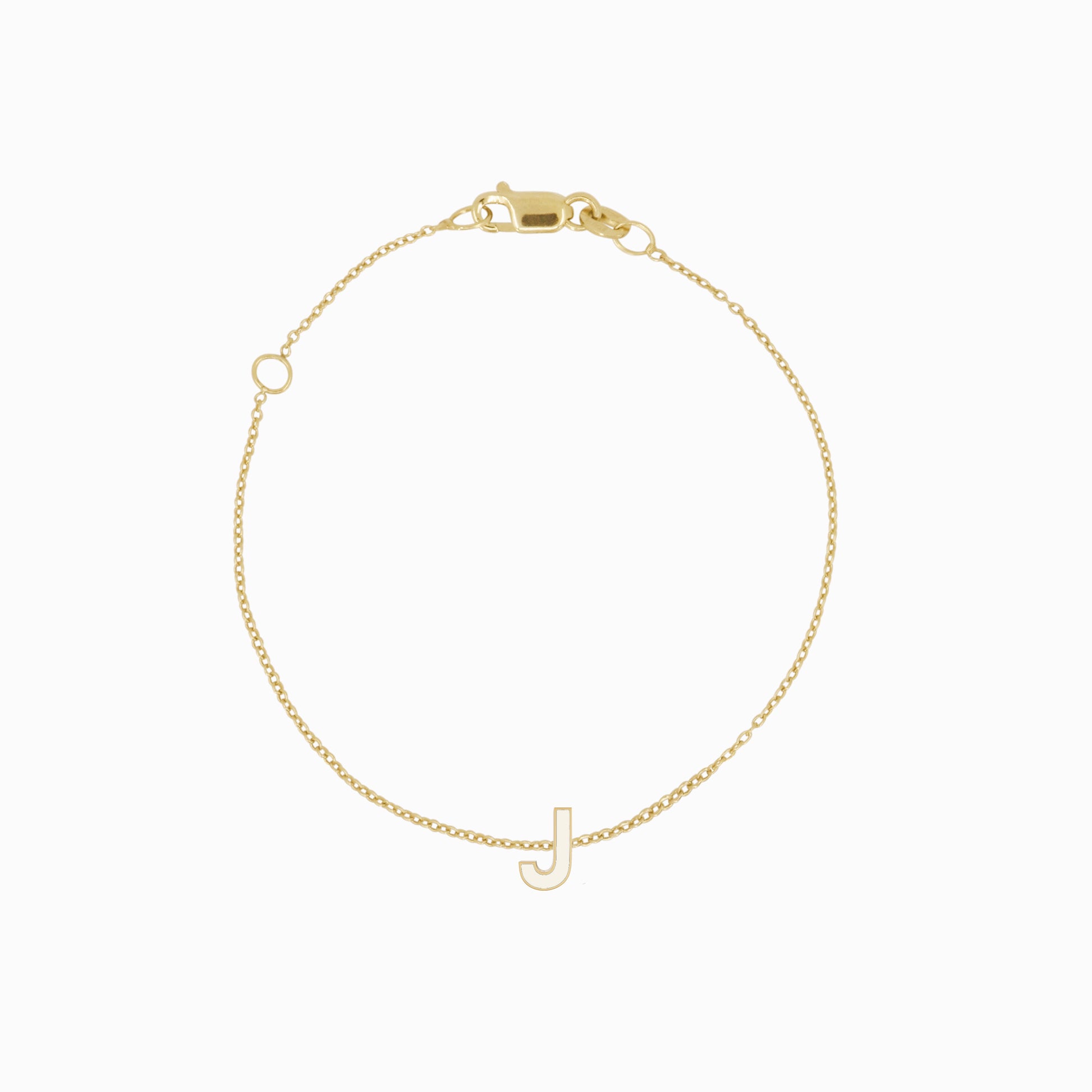 J Initial Letter Enamel Bracelet 14K Solid Gold