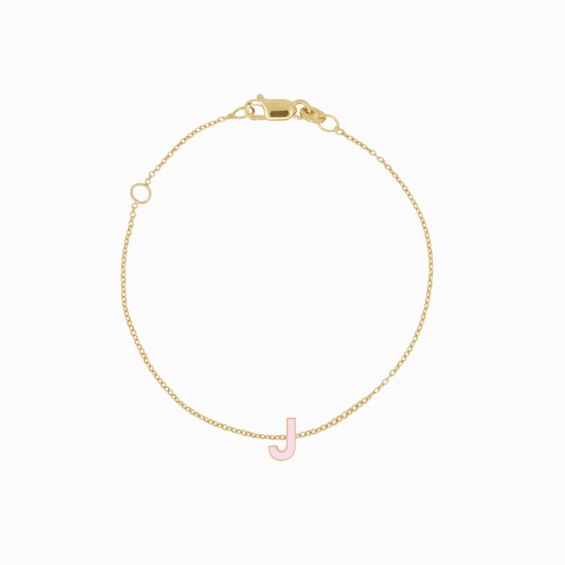 J Initial Letter Enamel Bracelet 14K Solid Gold