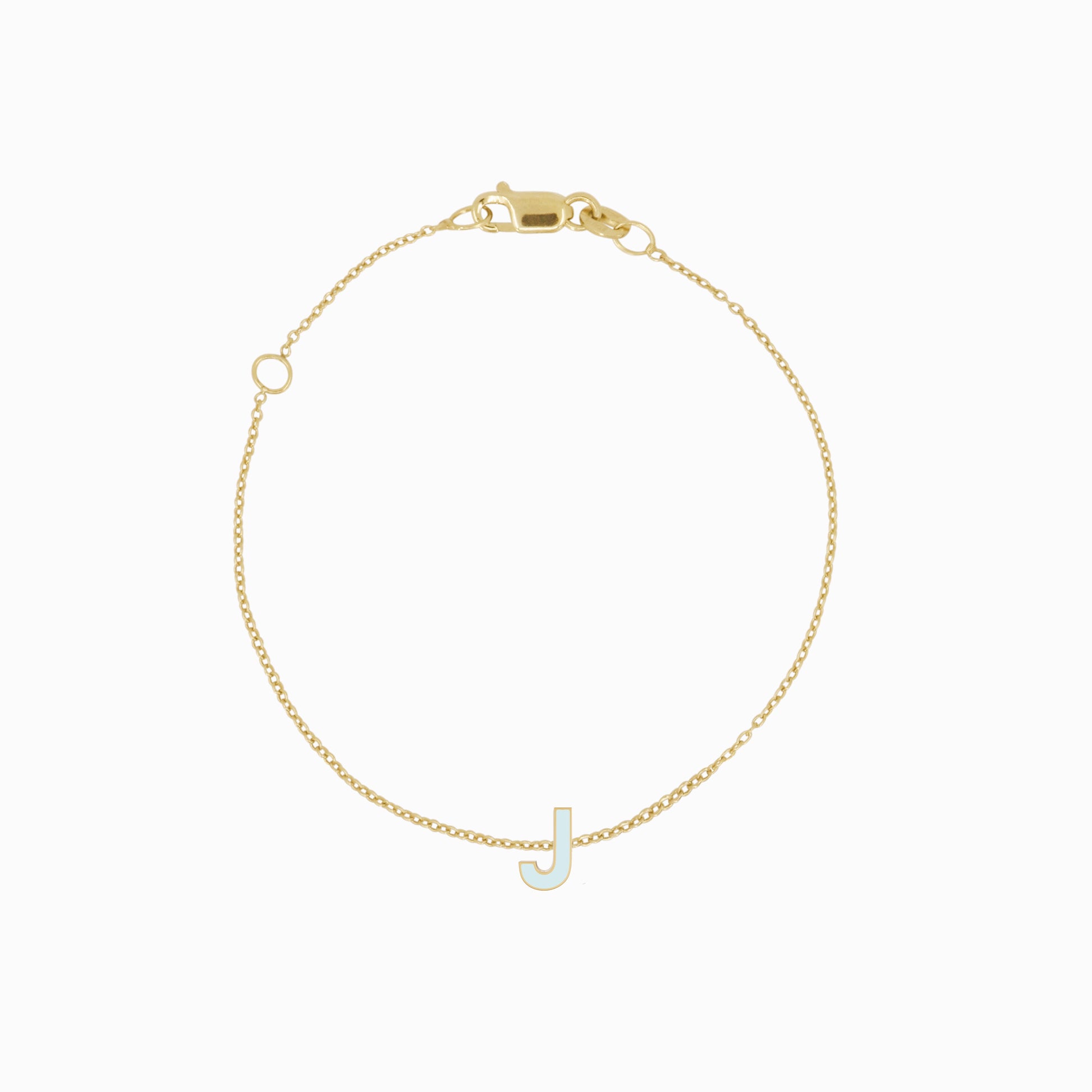 J Initial Letter Enamel Bracelet 14K Solid Gold