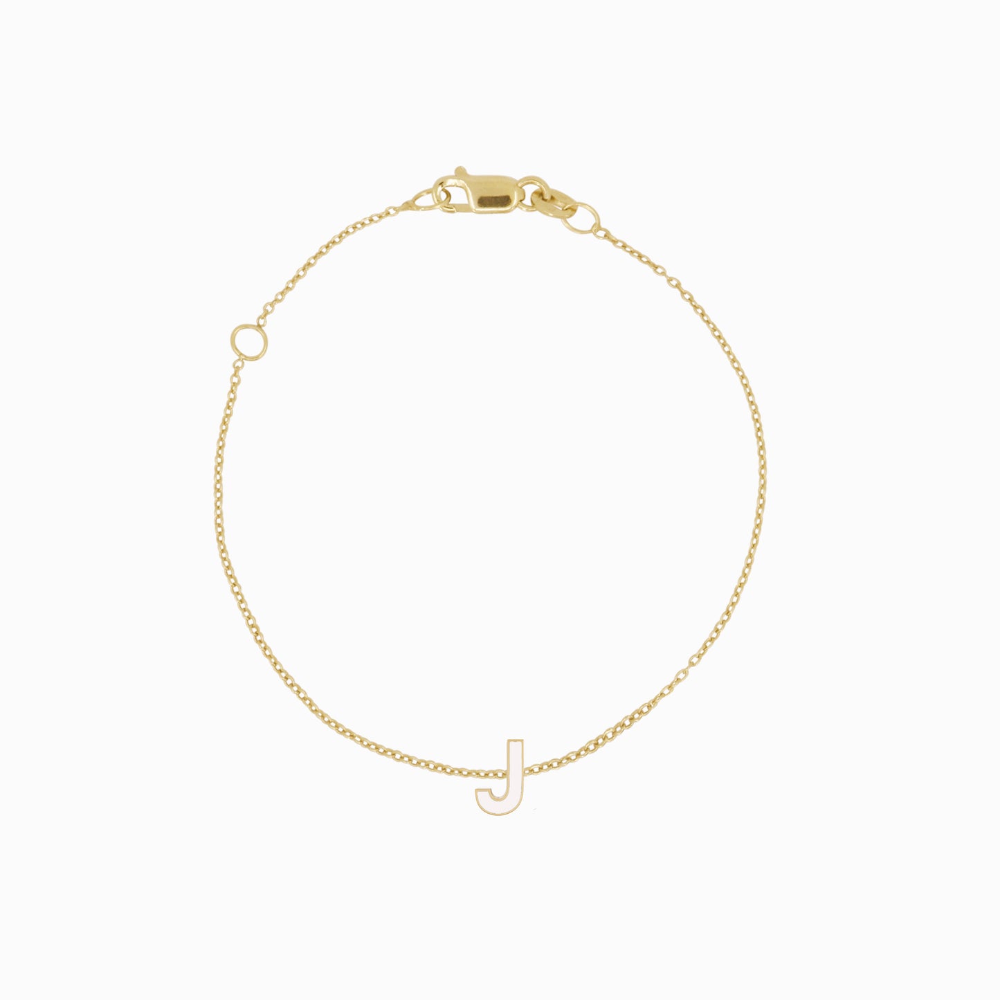 J Initial Letter Enamel Bracelet 14K Solid Gold