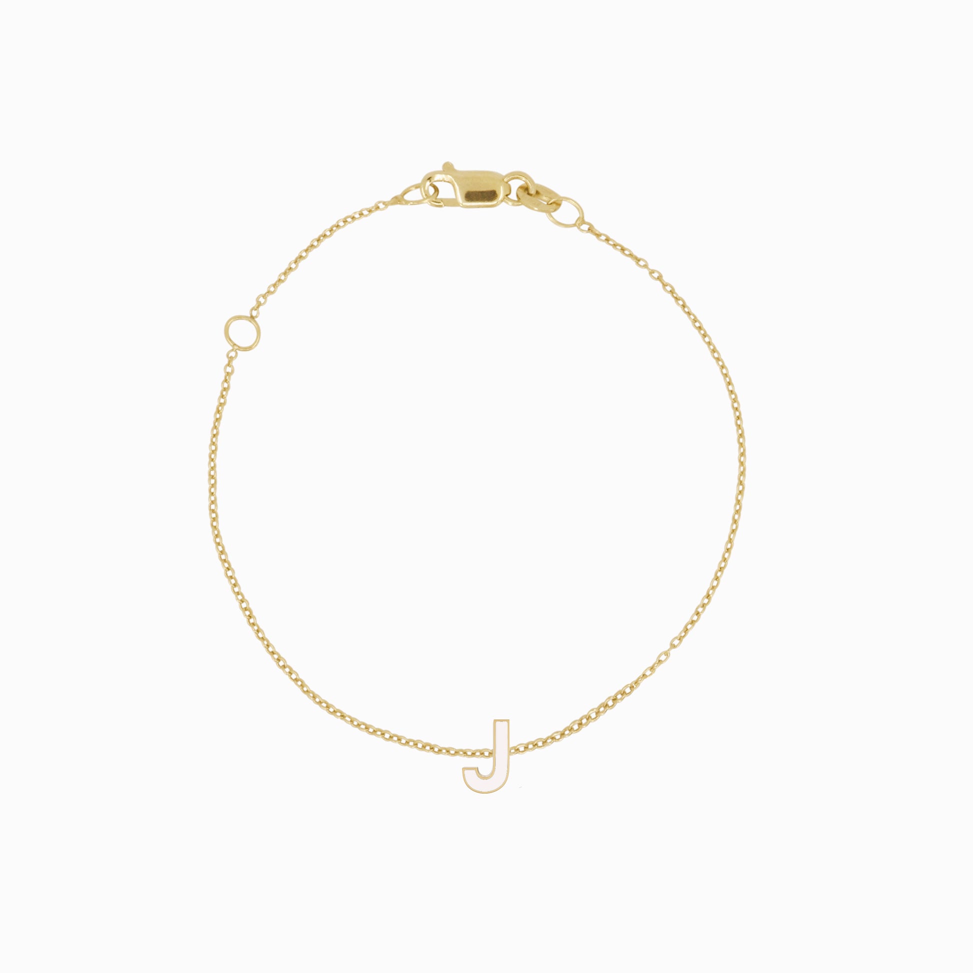 J Initial Letter Enamel Bracelet 14K Solid Gold