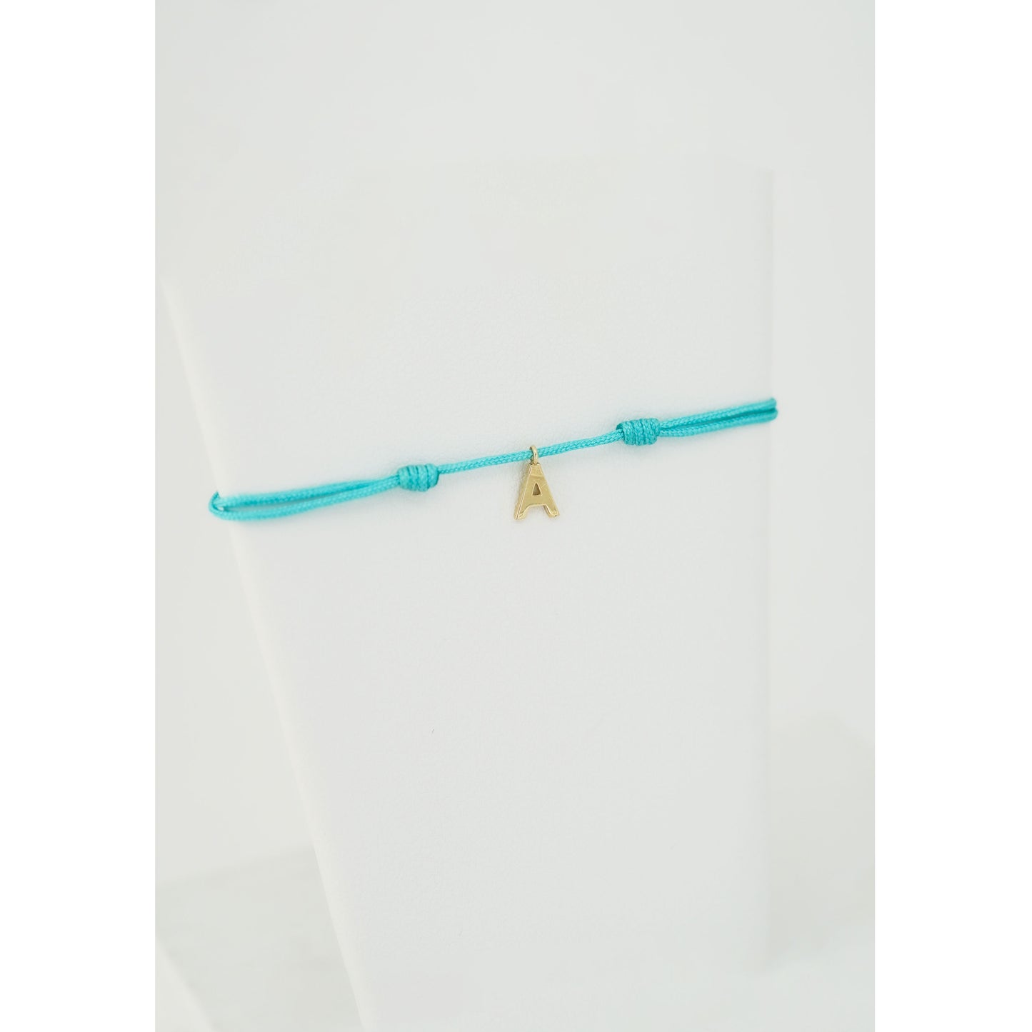 A Initial Letter Charm Cord Bracelet 14K Solid Gold