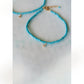 J Initial Letter Pavé Lab Diamond Turquoise Bead Bracelet 14K Solid Gold