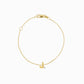 J Initial Letter One Lab Diamond Chain Bracelet 14K Solid Gold