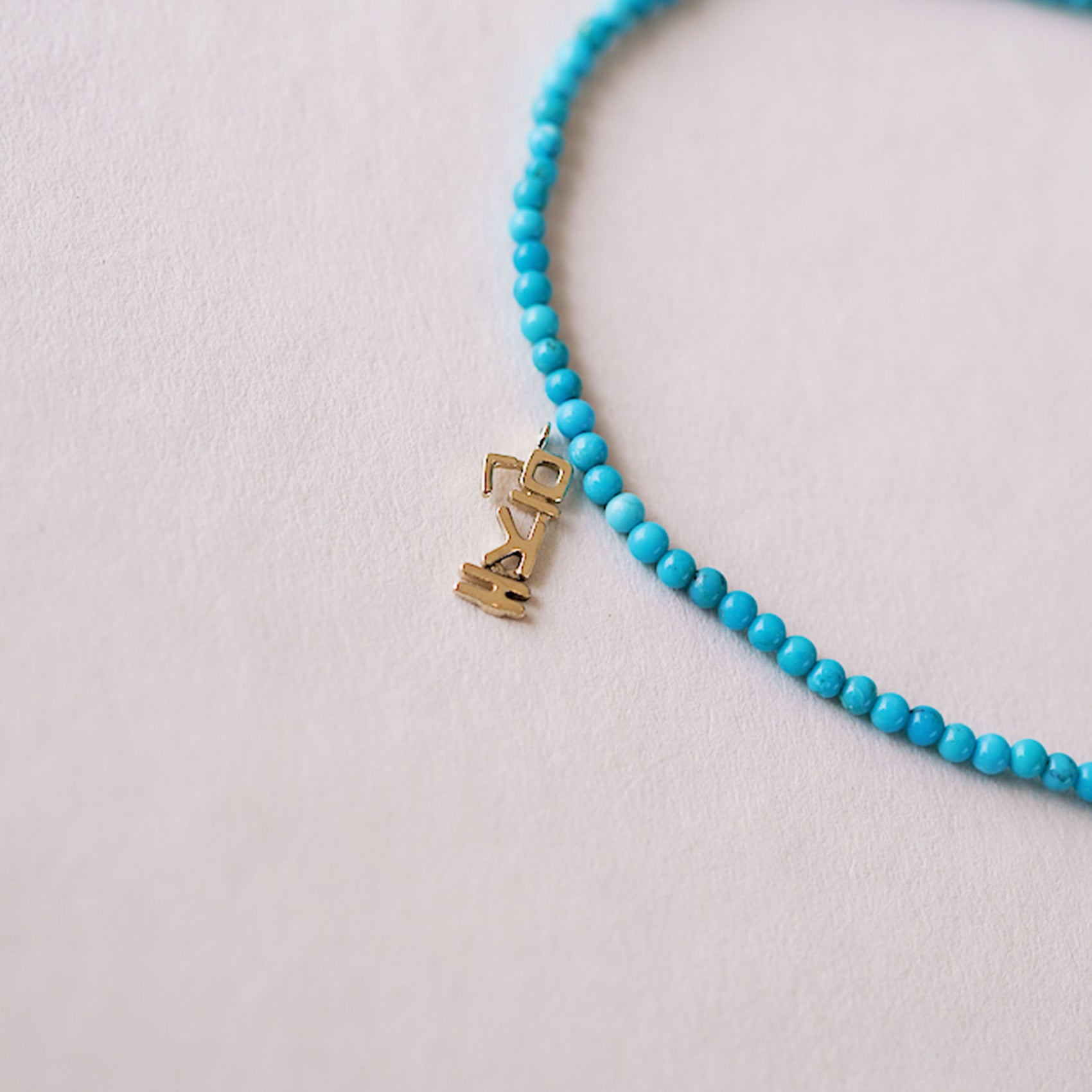 Korean Custom Name Turquoise Bracelet  in 14K Solid Gold – Personalized Name