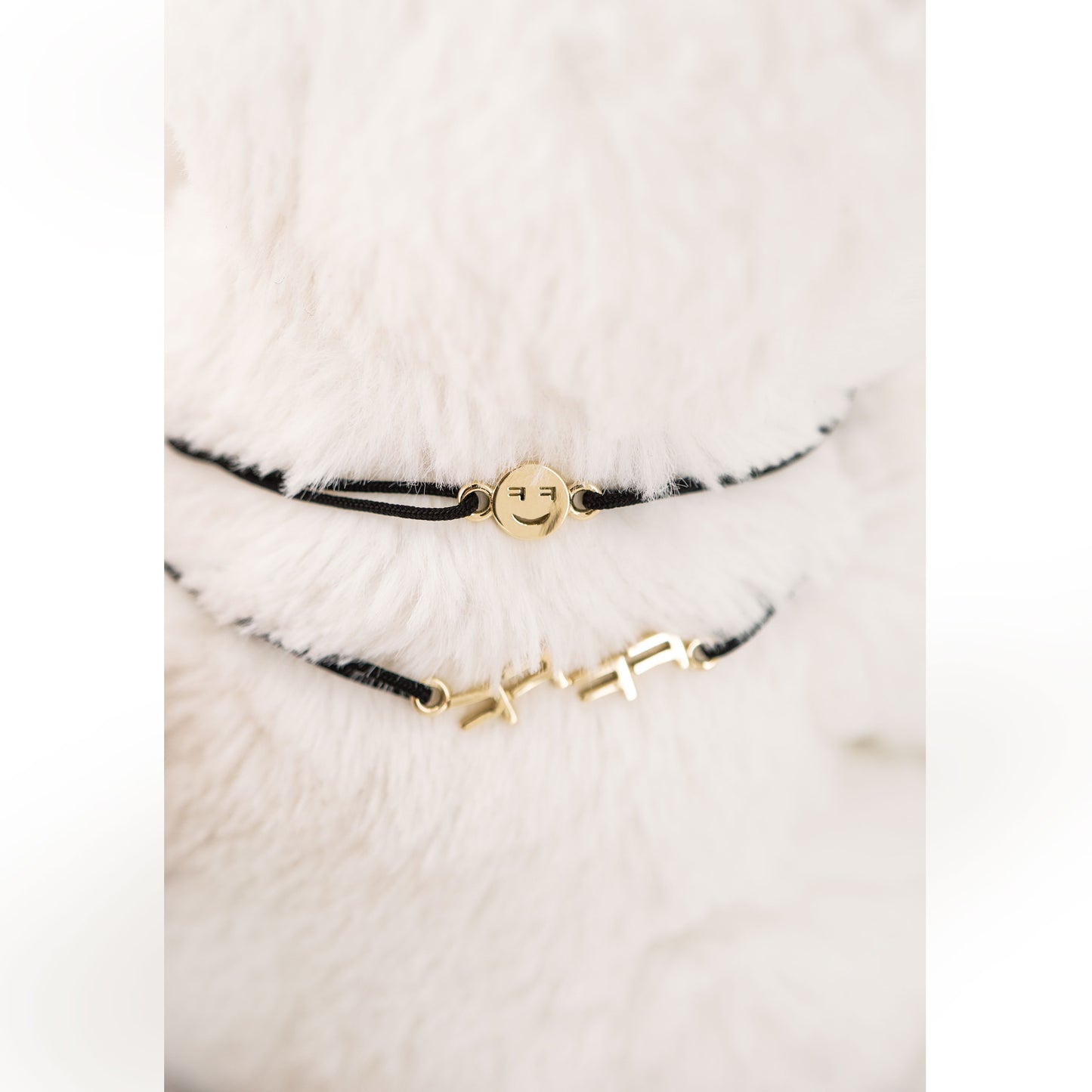 Korean Letter Laugh Happy Face Cord Bracelet 14K Solid Gold ㅋㅋ