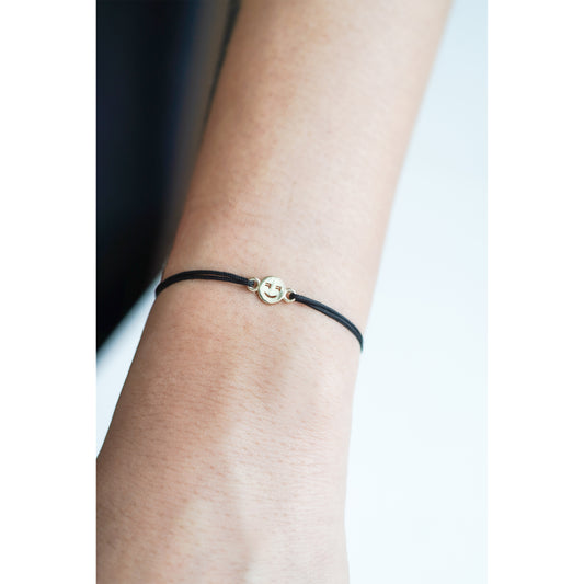 Korean Letter Laugh Happy Face Cord Bracelet 14K Solid Gold ㅋㅋ