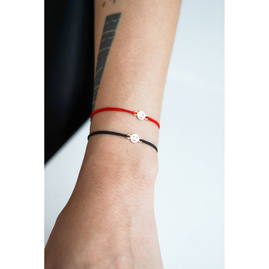 Korean letter Happy Face Cord Bracelet 14K Solid Gold ㅅㅅ
