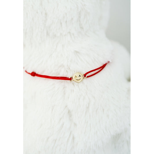 Korean letter Happy Face Cord Bracelet 14K Solid Gold ㅅㅅ