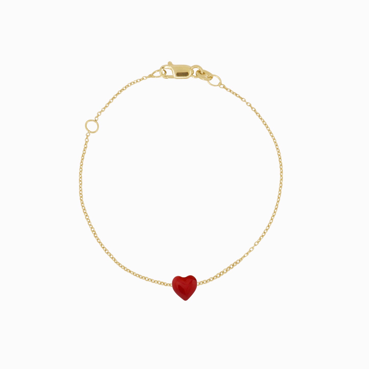 Full Heart Enamel Chain Bracelet 14K Solid Gold
