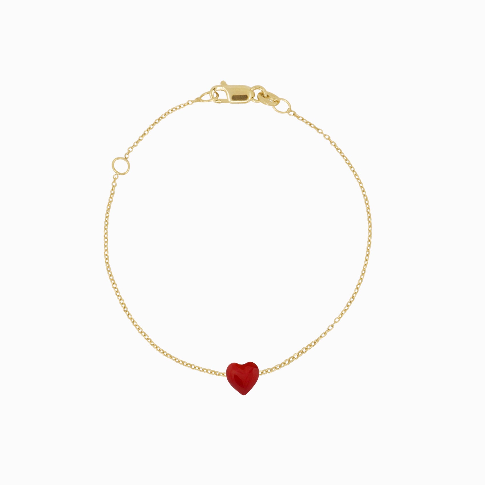 Full Heart Enamel Chain Bracelet 14K Solid Gold