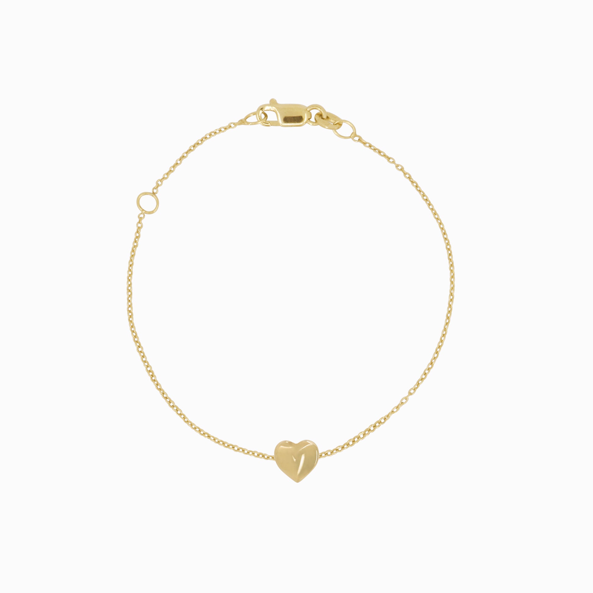 Full Heart Chain Bracelet 14K Solid Gold