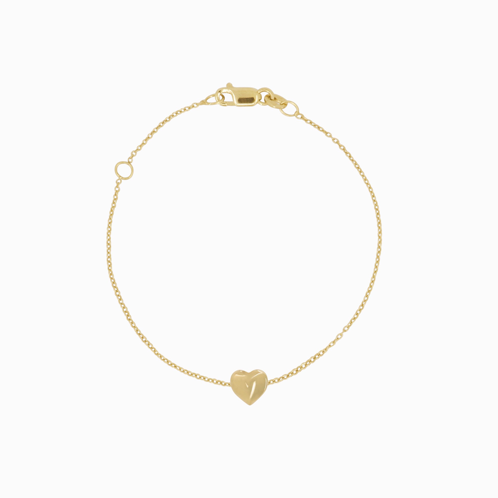 Full Heart Chain Bracelet 14K Solid Gold