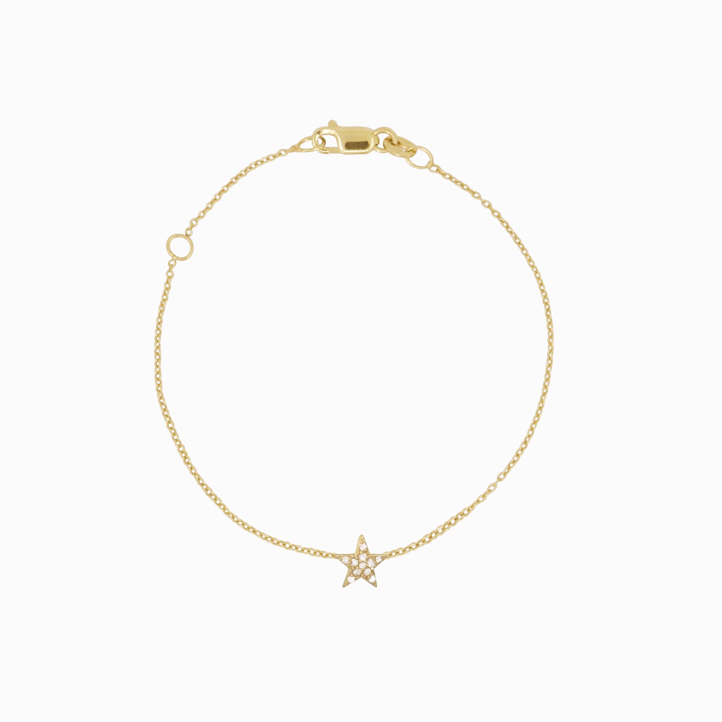 Star U Pavé Diamond Bracelet 14K Solid Gold