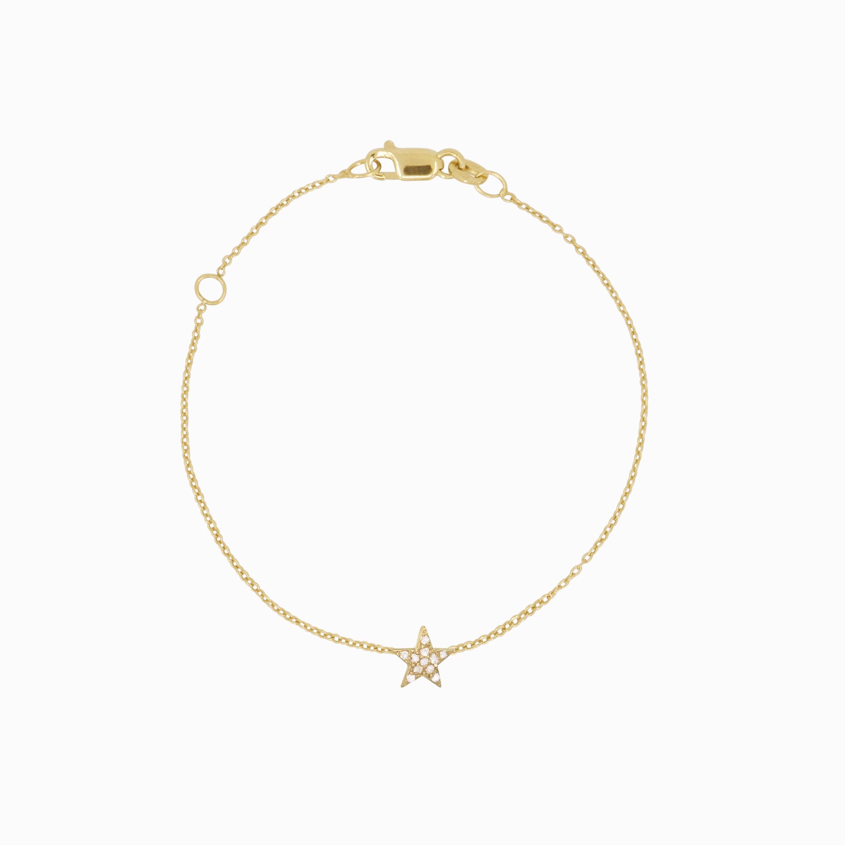 Star U Pavé Diamond Bracelet 14K Solid Gold