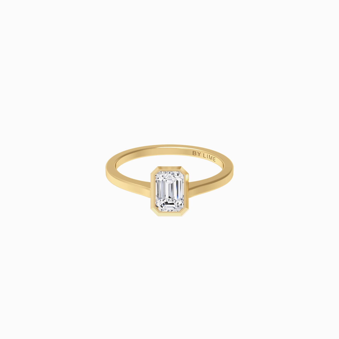 Moissanite Emerald Diamond Angle Ring Gold In Stock