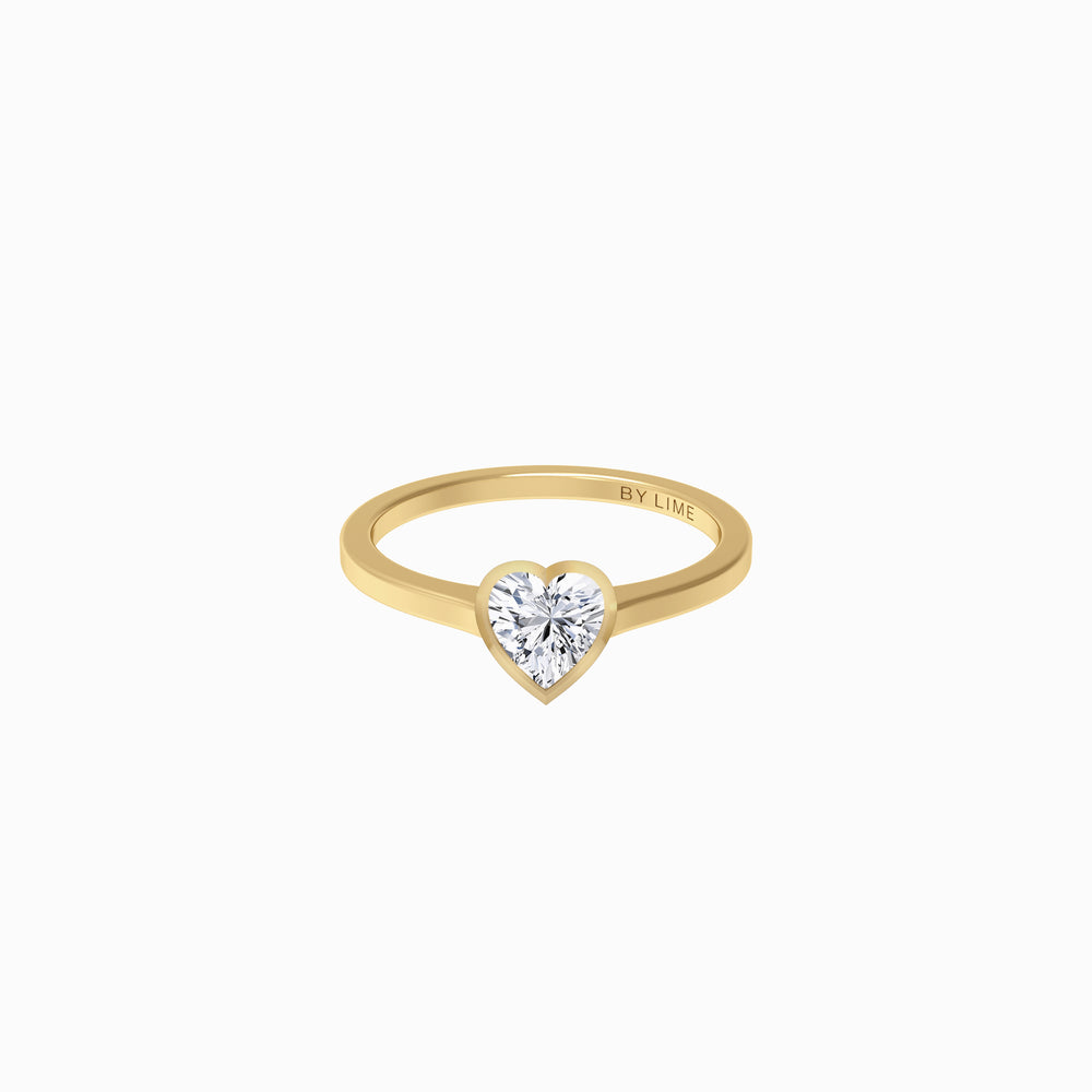 Heart Lab Diamond Angle Ring Gold