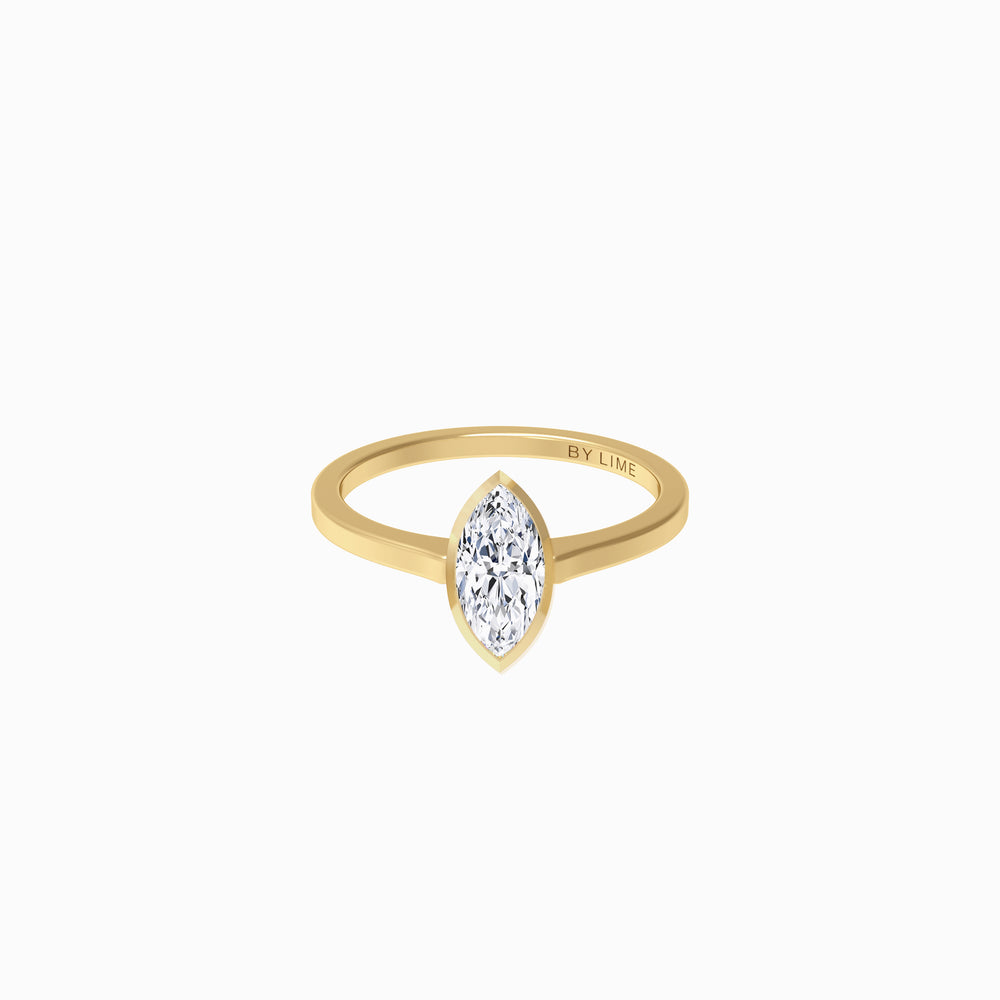 Moissanite Marquise Diamond Angle Ring Gold