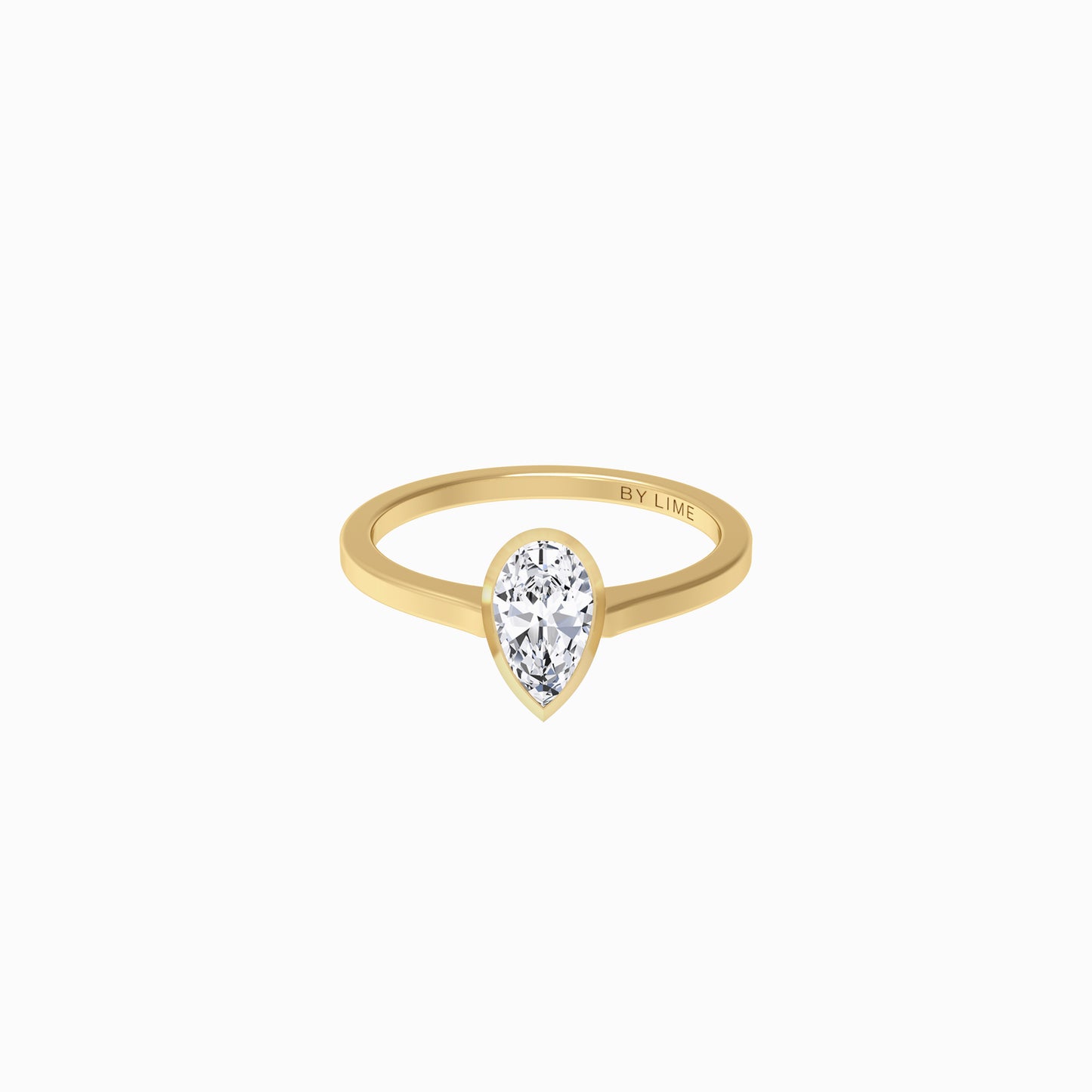 Pear Lab Diamond  Angle Ring Gold