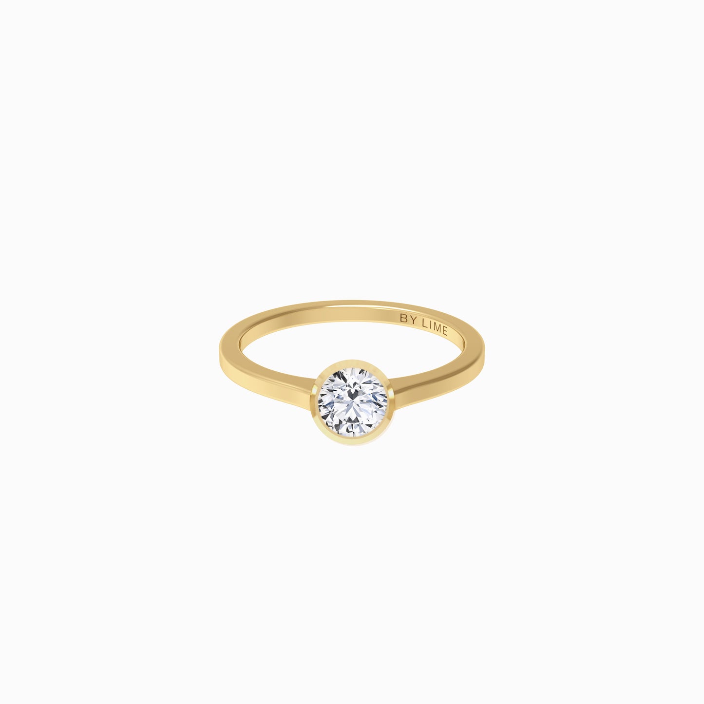 Round Diamond Angle Ring Gold