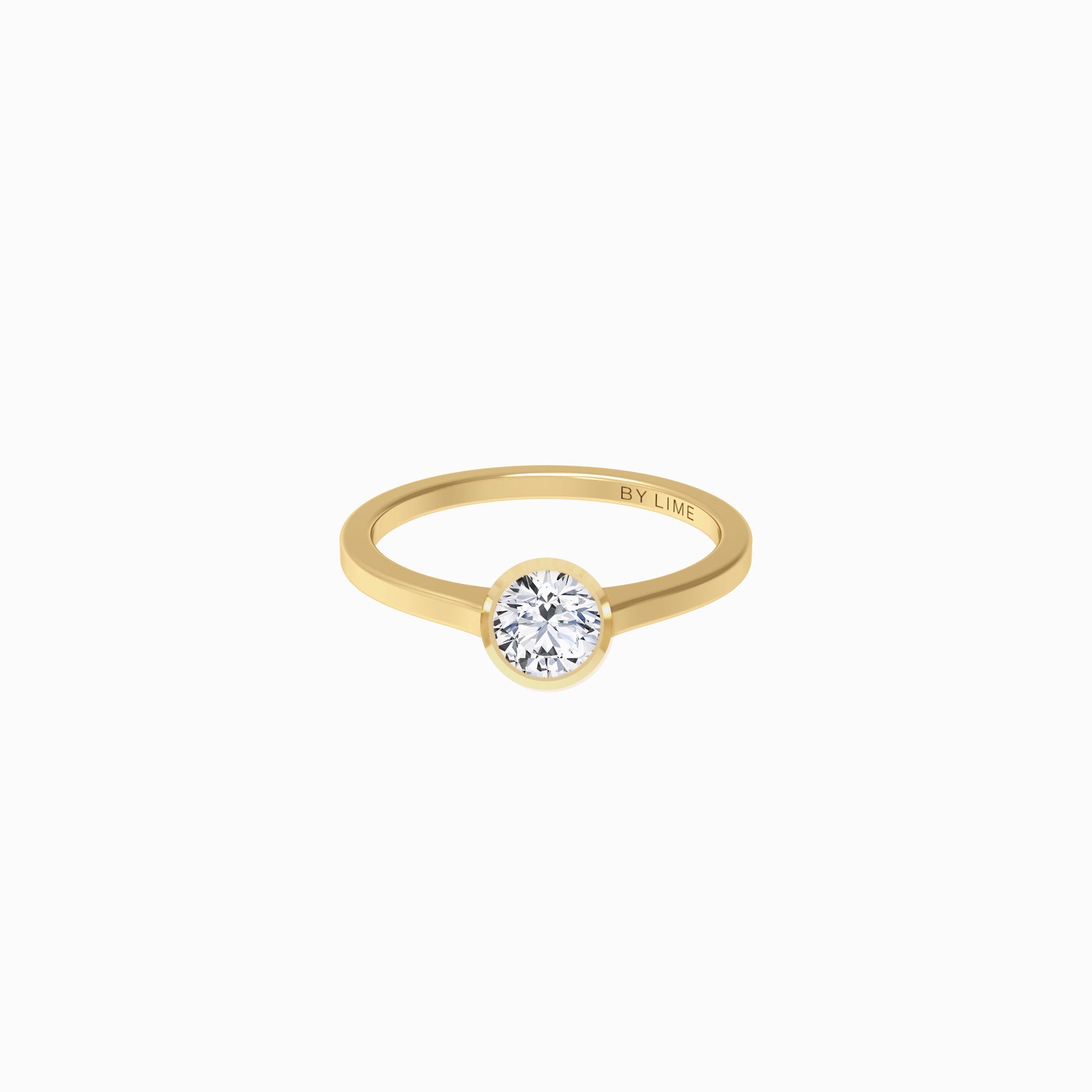 Round Diamond Angle Ring Gold