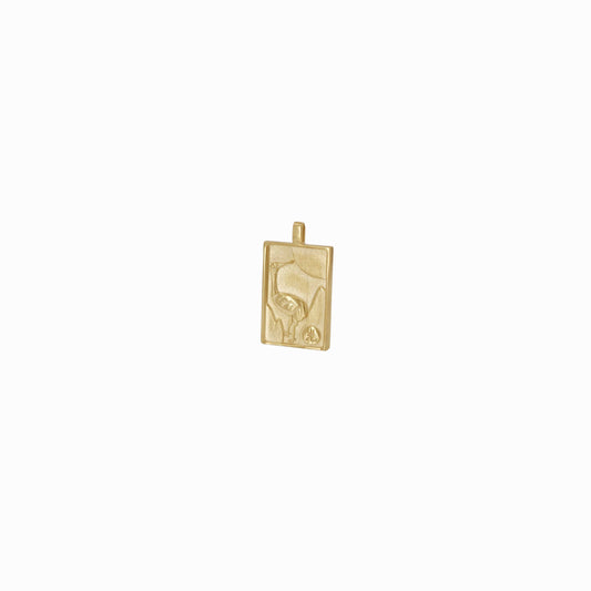 Korean Go-Stop Card Game Ogwang January Pendant 14K Gold 오광 송학