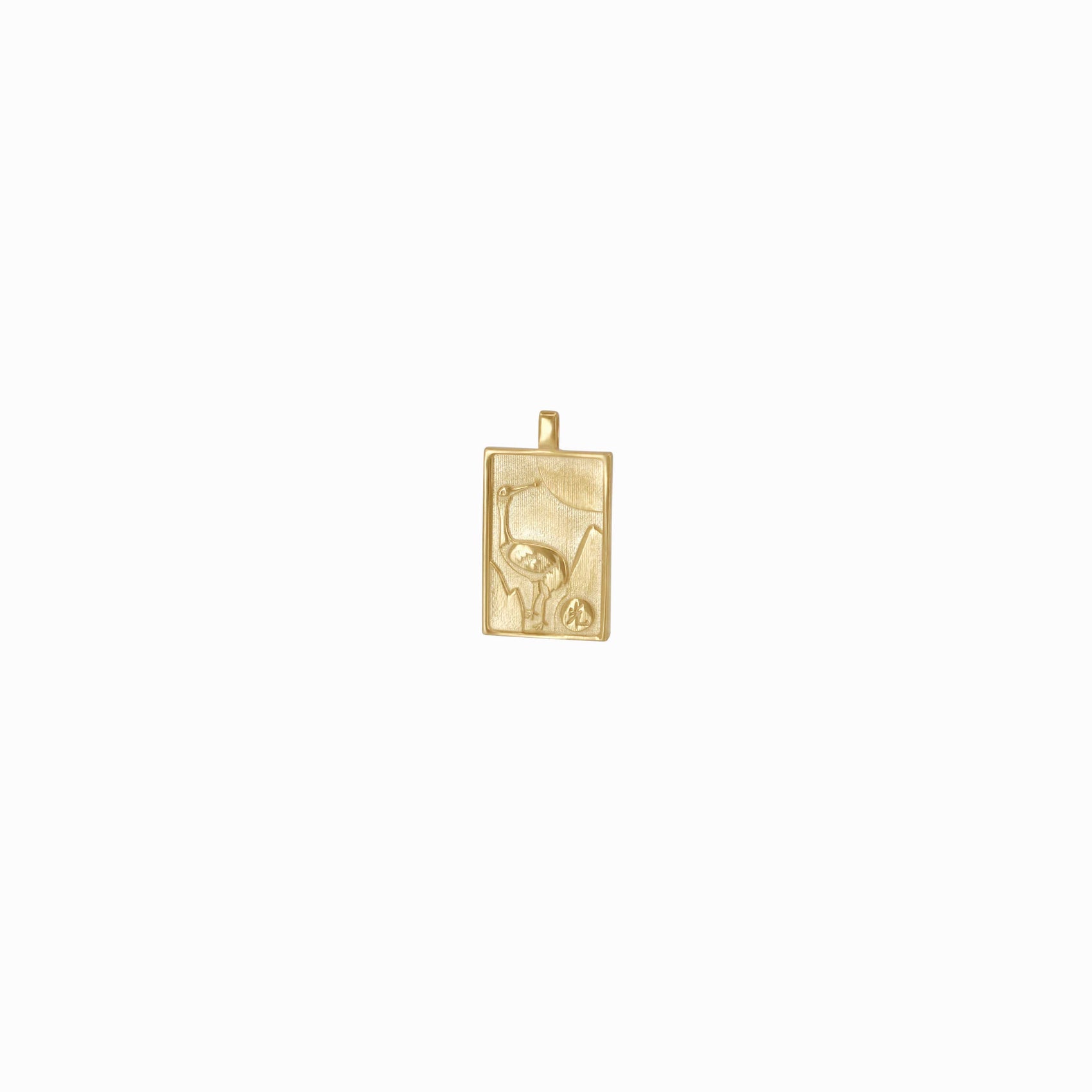 Korean Go-Stop Card Game Ogwang January Pendant 14K Gold 오광 송학